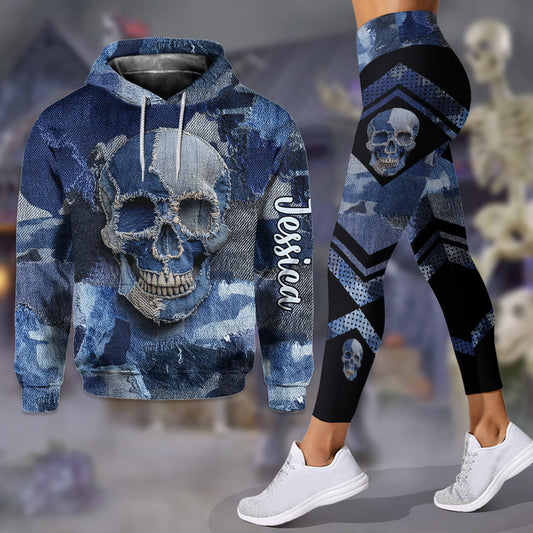 Denim Skull – Personalisierter Totenkopf-Hoodie und Leggings