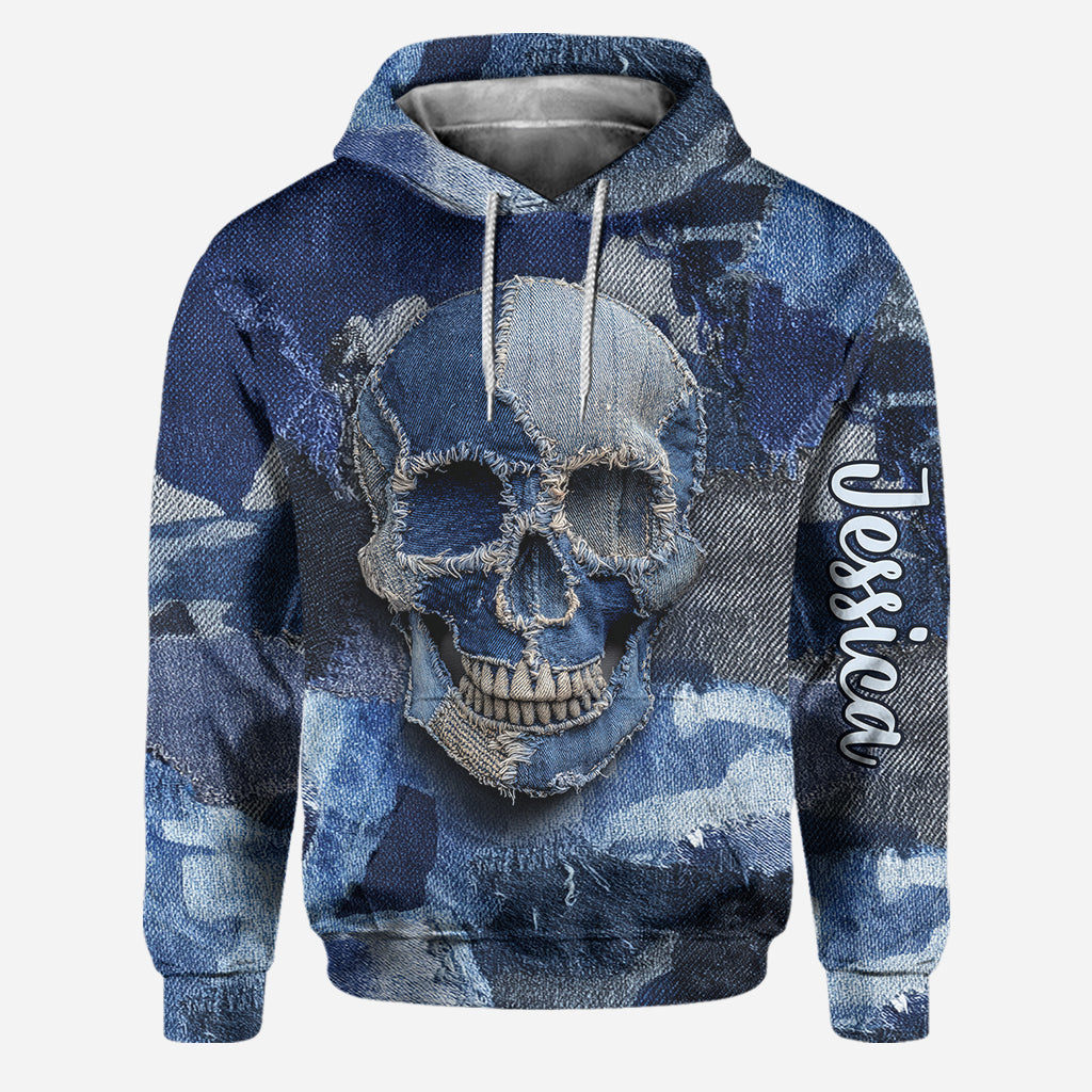 Denim Skull - Personalized Skull Hoodie and Leggings