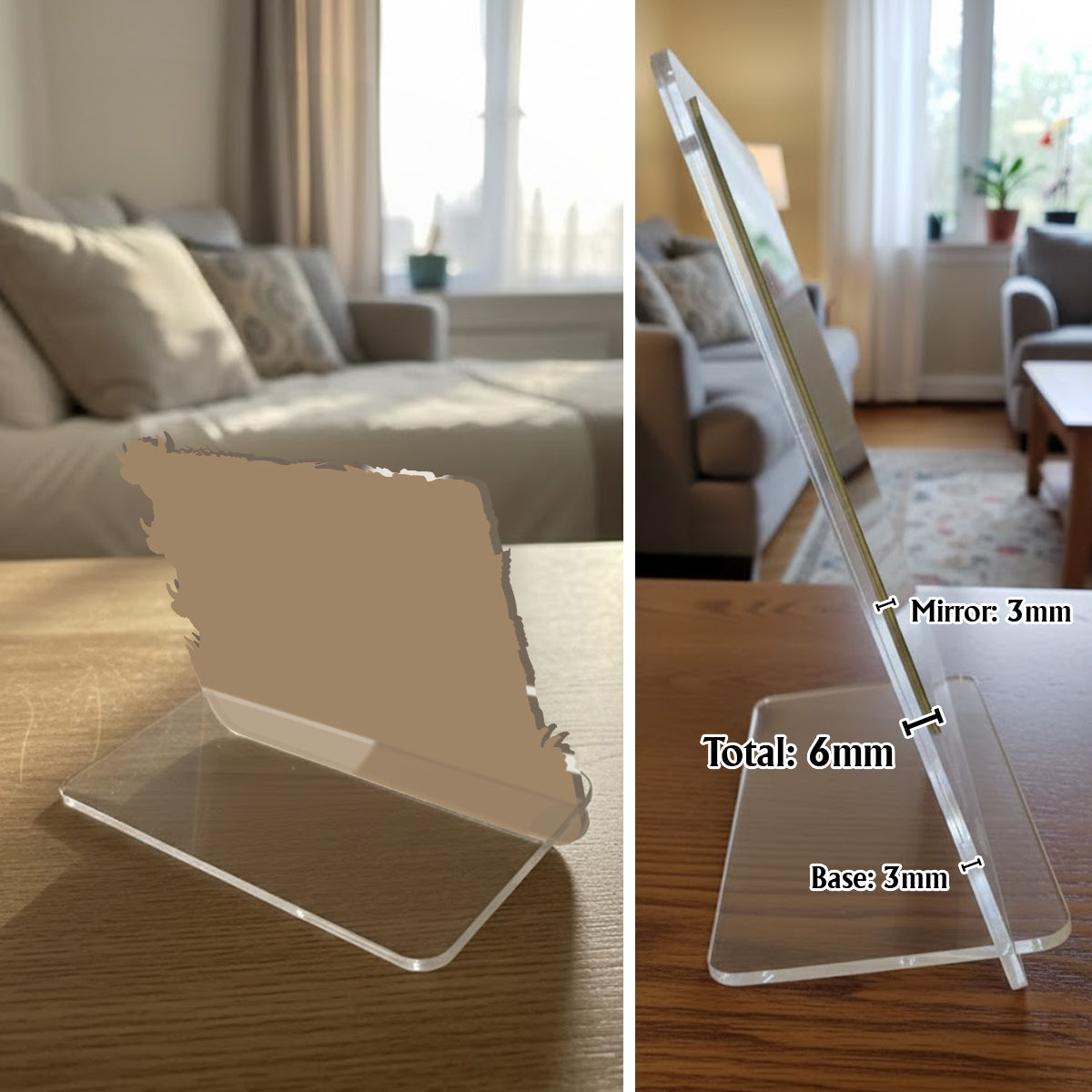 Niedliche Hochlandkühe schauen hervor – Personalisierter Schreibtischspiegel mit Hochlandkuhmotiv