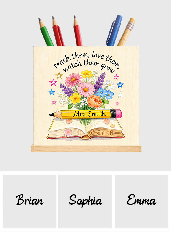 Teacher Gifts Boho Kraft - Personalized Teacher Wooden Desk Organizer