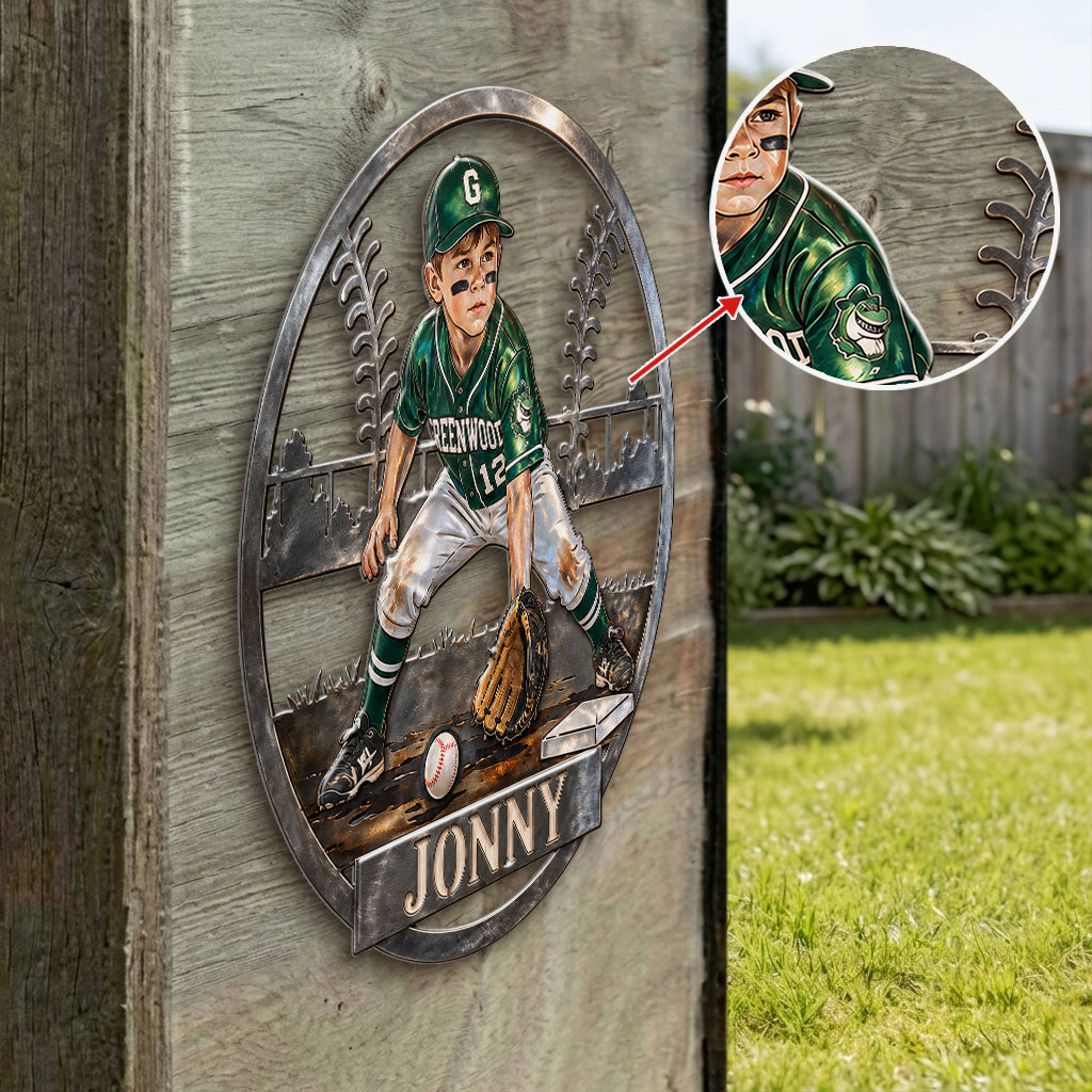 Custom Metal Sign For Softball/ Baseball Kid Or Any Sport - Personalized Baseball 3D Printed Cut Metal Sign
