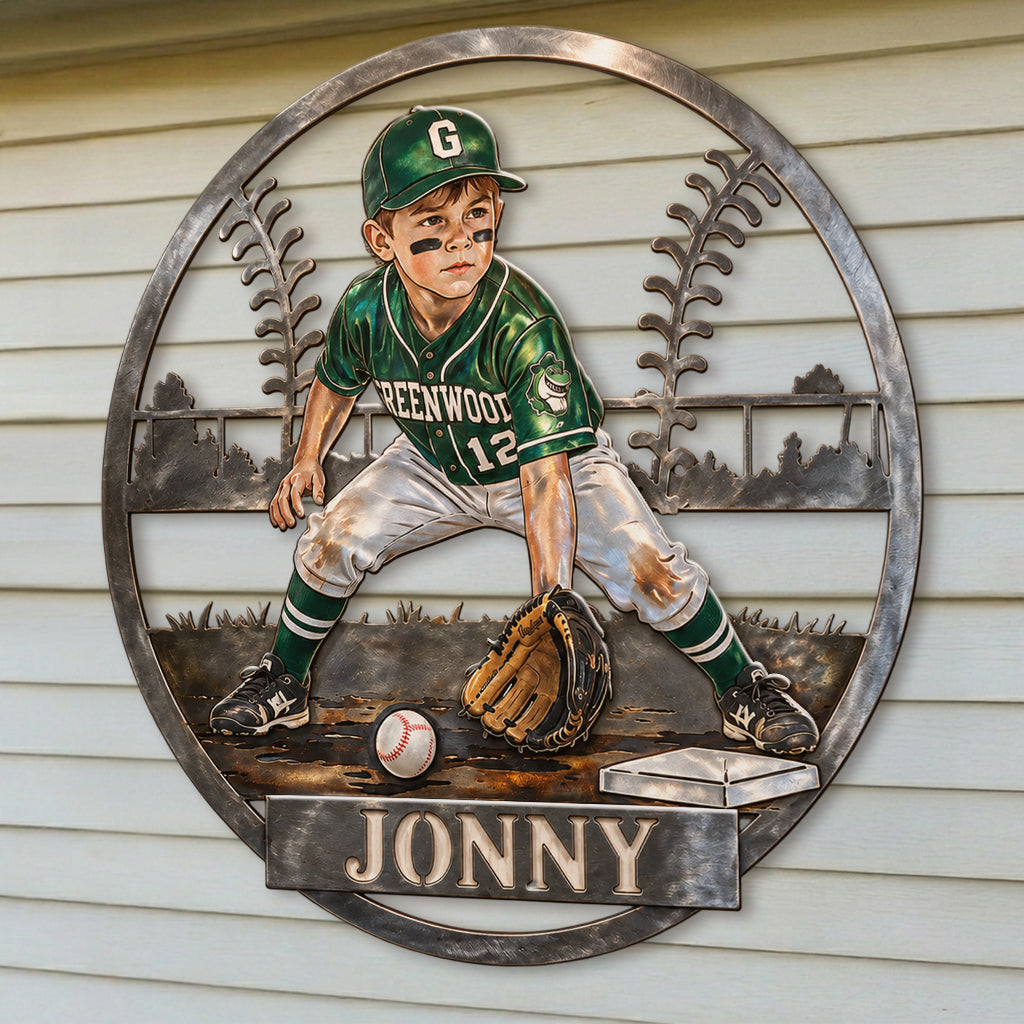 Custom Metal Sign For Softball/ Baseball Kid Or Any Sport - Personalized Baseball 3D Printed Cut Metal Sign