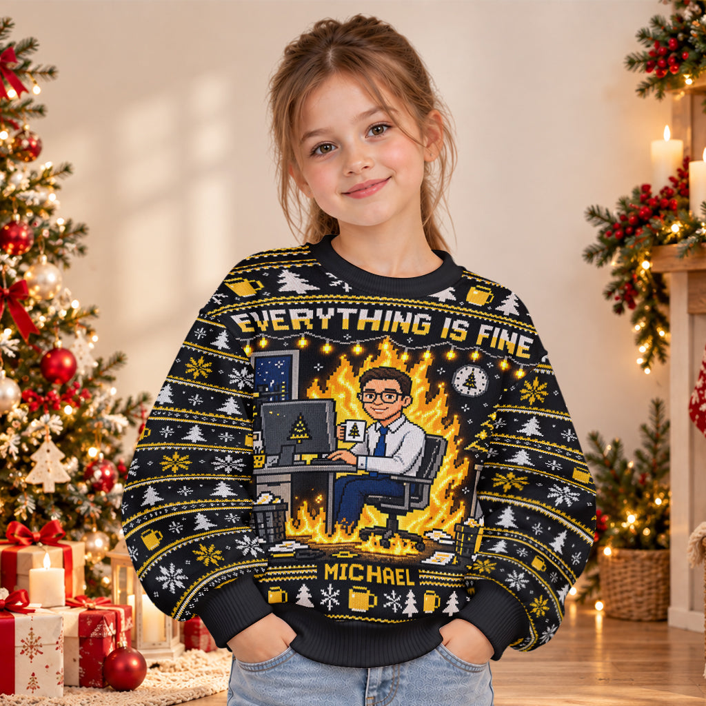Everything Is Fine - Personalized Colleague Light Up Sweater