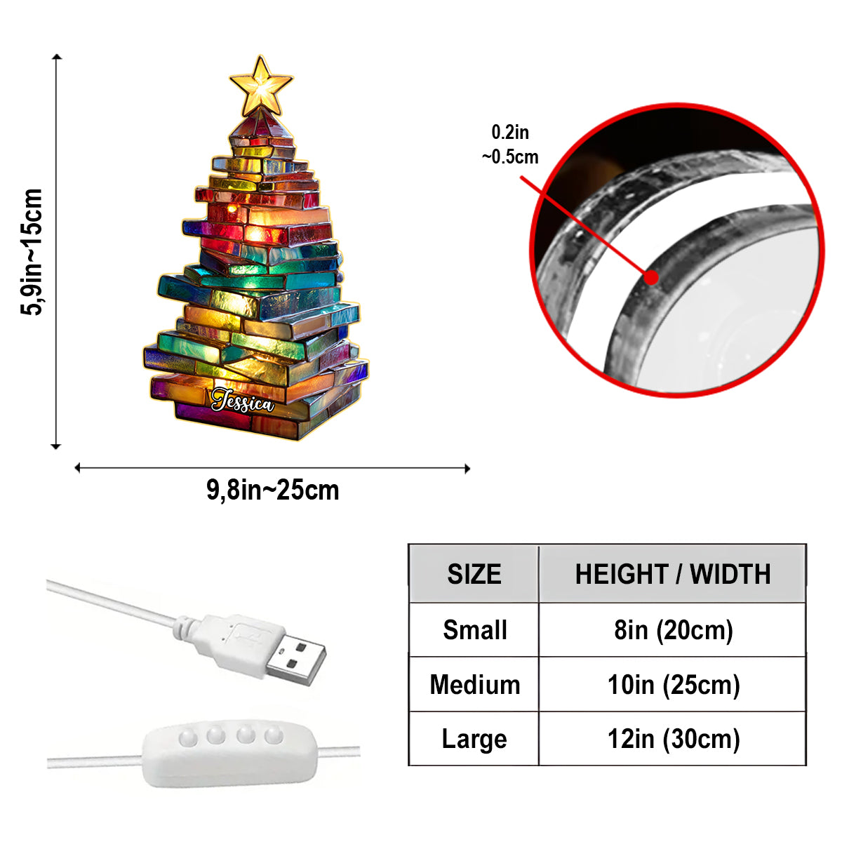 Book Tree - Personalized Book Acrylic LED Night Light