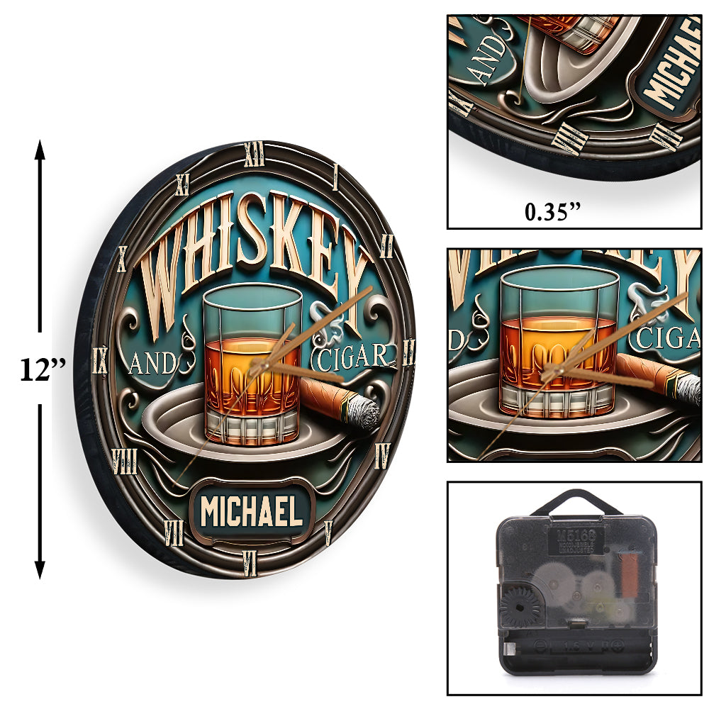 Whiskey & Cigar - Personalized Whisky Wall Clock