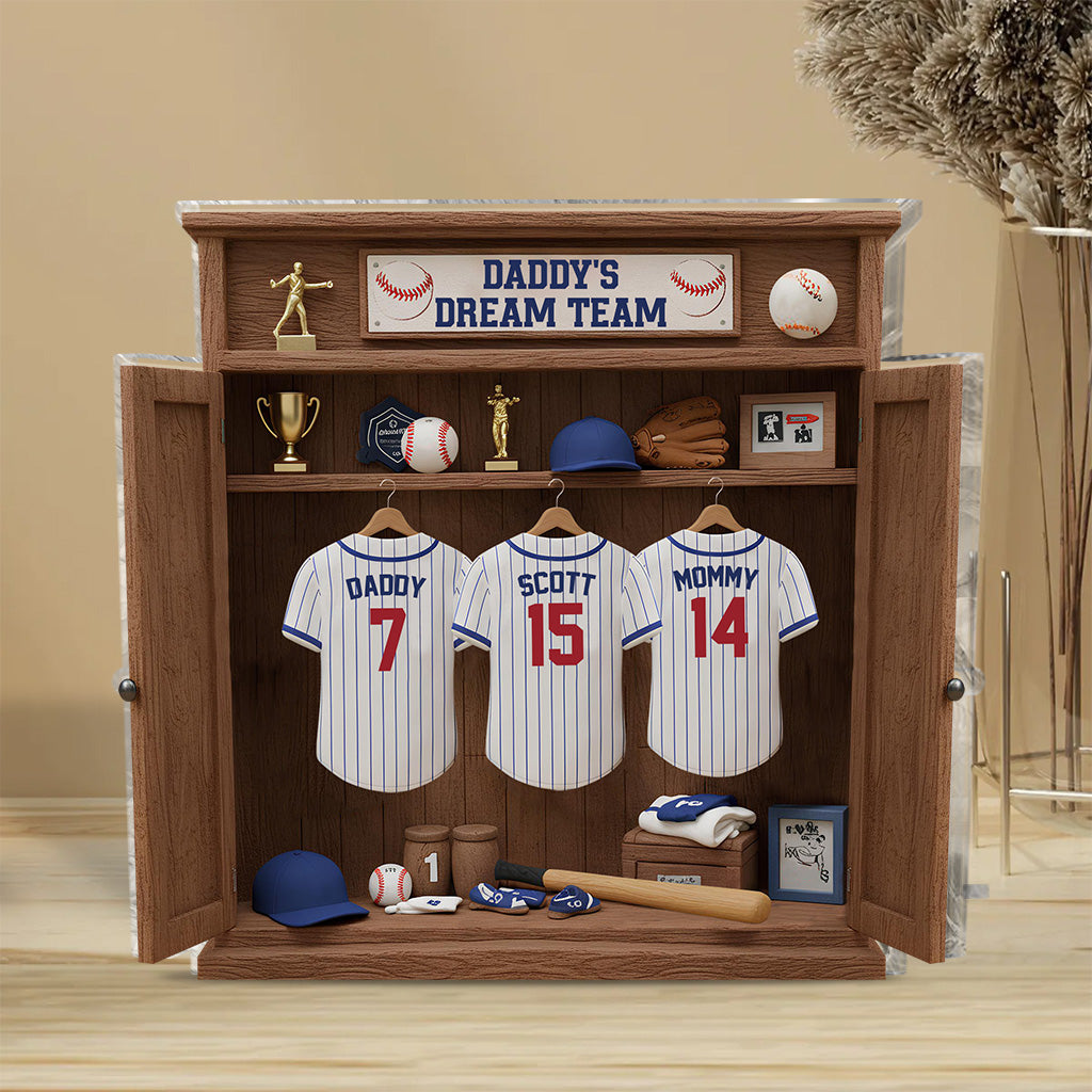 Traumhaftes Baseball-Team-Geschenk für Papa, Opa – personalisierte Acrylplakette in individueller Form für Väter