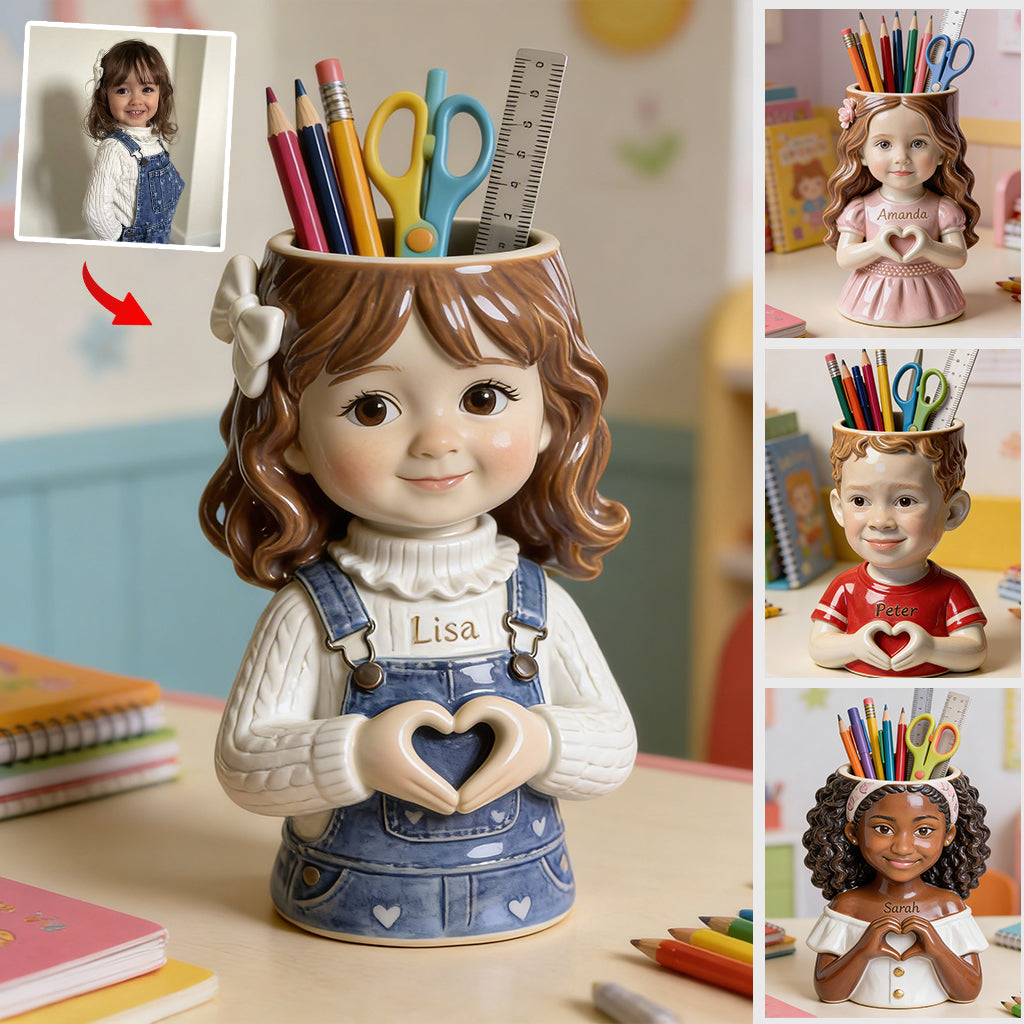 Any Kid Photo - Personalized Kid Wooden Desk Organizer