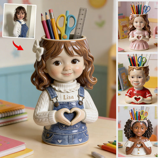 Any Kid Photo - Personalized Kid Wooden Desk Organizer