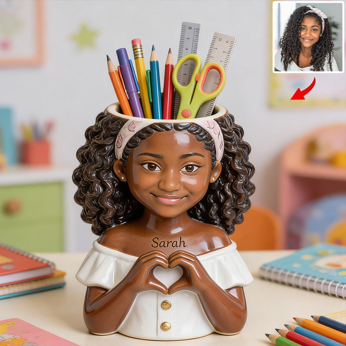 Any Kid Photo - Personalized Kid Wooden Desk Organizer