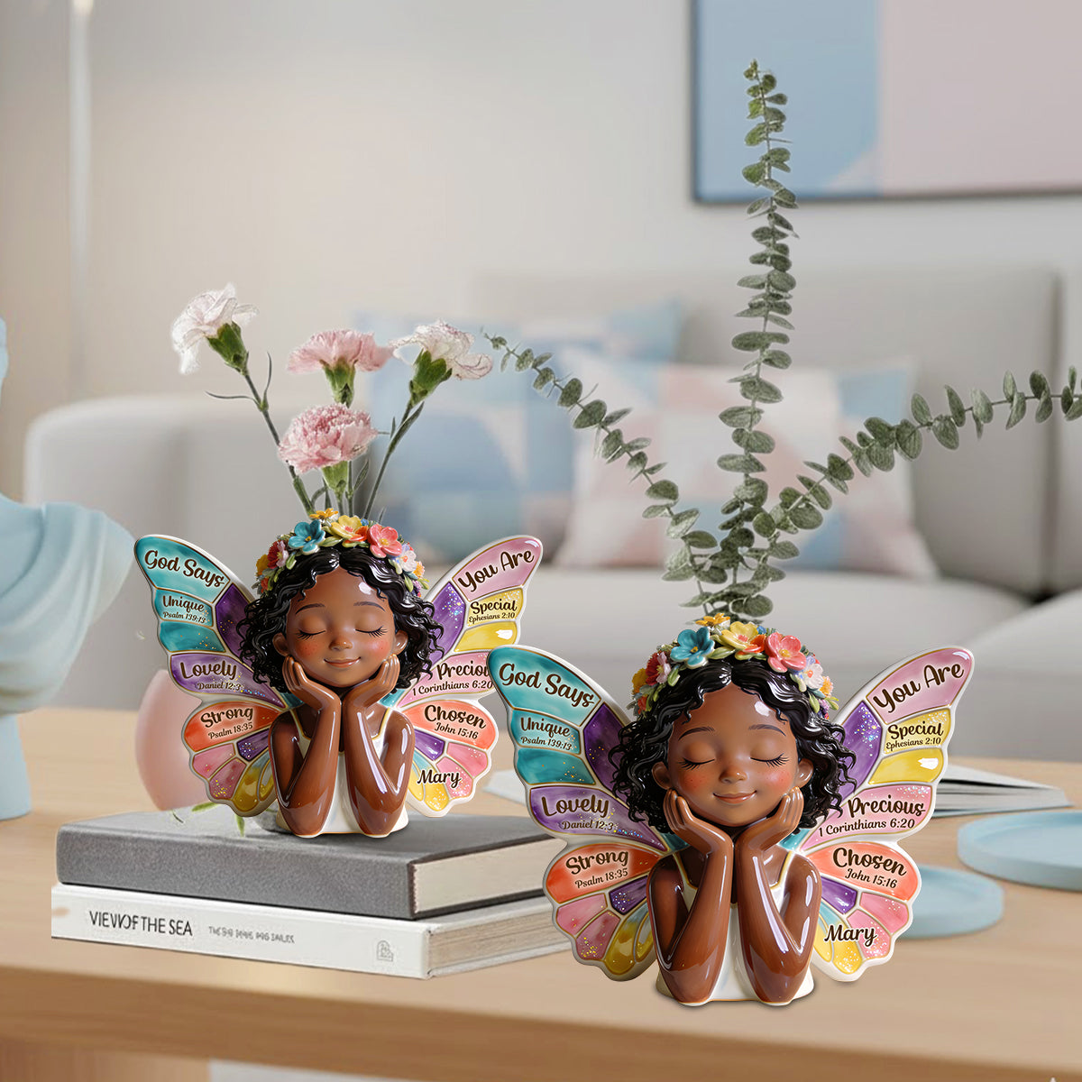 Gott sagt, du bist es – Personalisierte Acryl-Blumenvase in individueller Form für Afroamerikaner