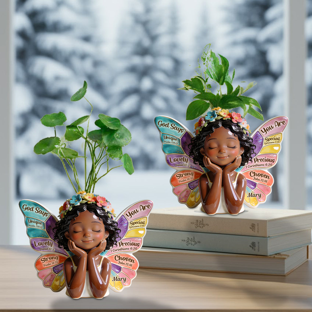 Gott sagt, du bist es – Personalisierte Acryl-Blumenvase in individueller Form für Afroamerikaner