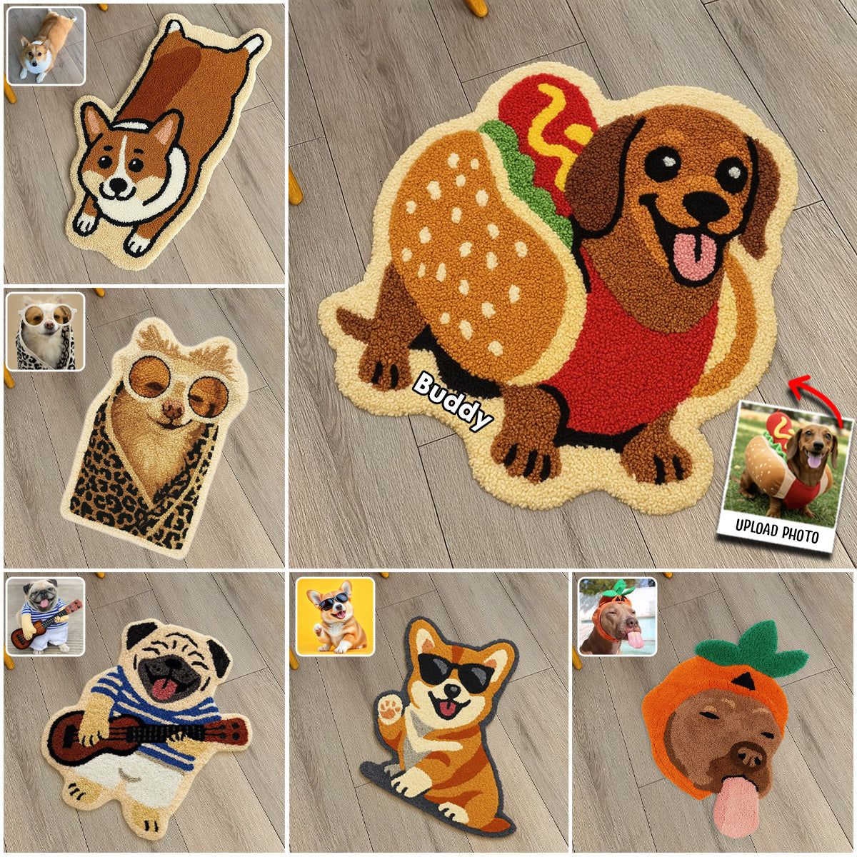 Beliebiges Foto als Teppich – Personalisierter, rutschfester, getufteter Hundeteppich