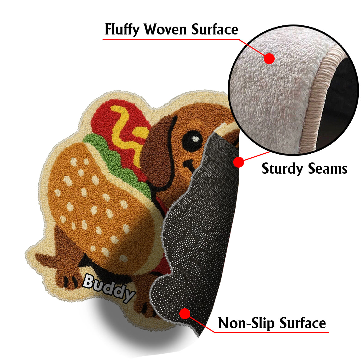 Beliebiges Foto als Teppich – Personalisierter, rutschfester, getufteter Hundeteppich