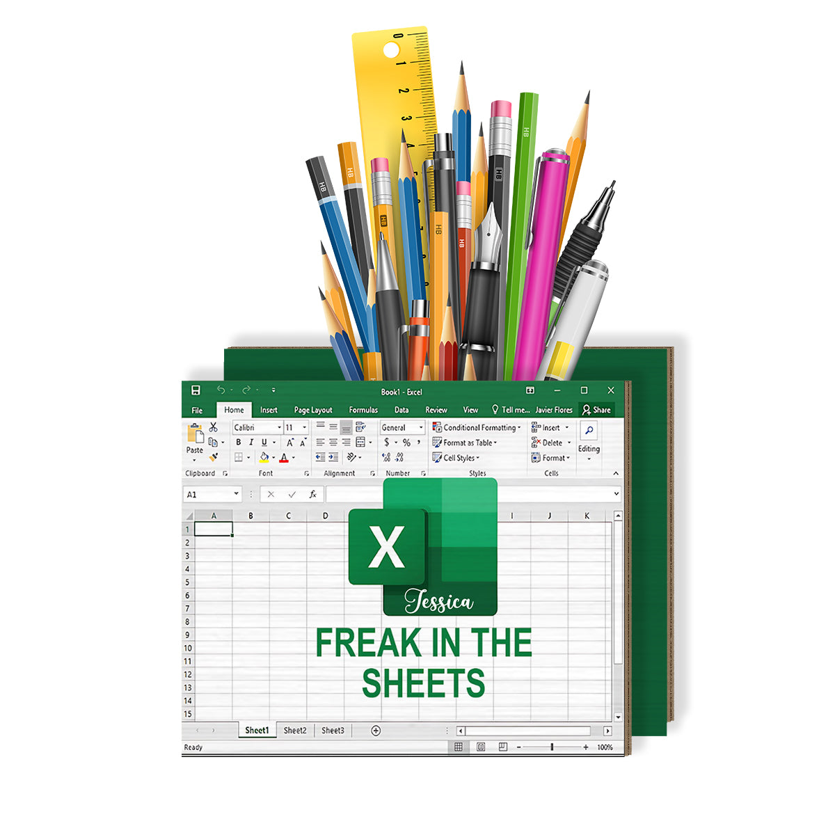 Freak In The Sheets – Personalisierter Stiftehalter aus Holz für Kollegen