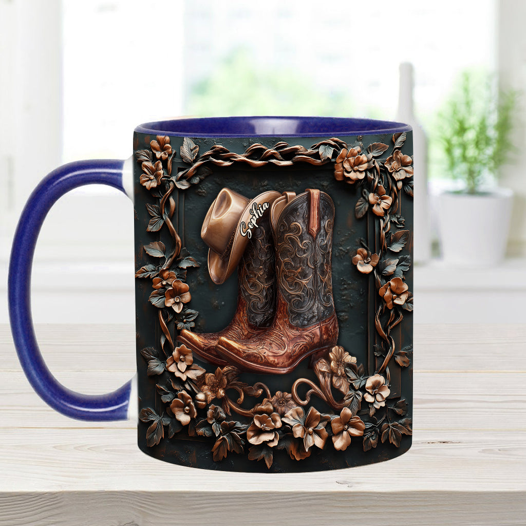Cowgirl Boots - Personalized Cowgirl Accent Mug & Coaster