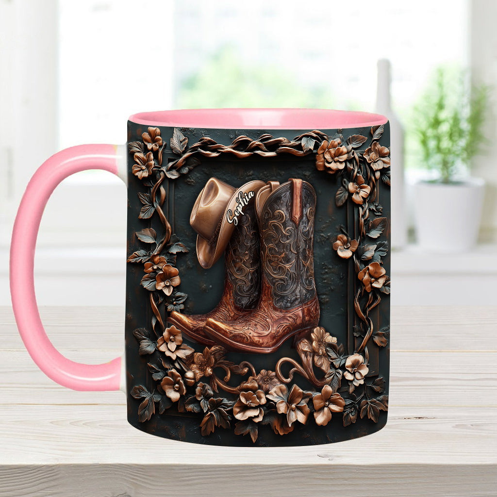 Cowgirl Boots - Personalized Cowgirl Accent Mug & Coaster
