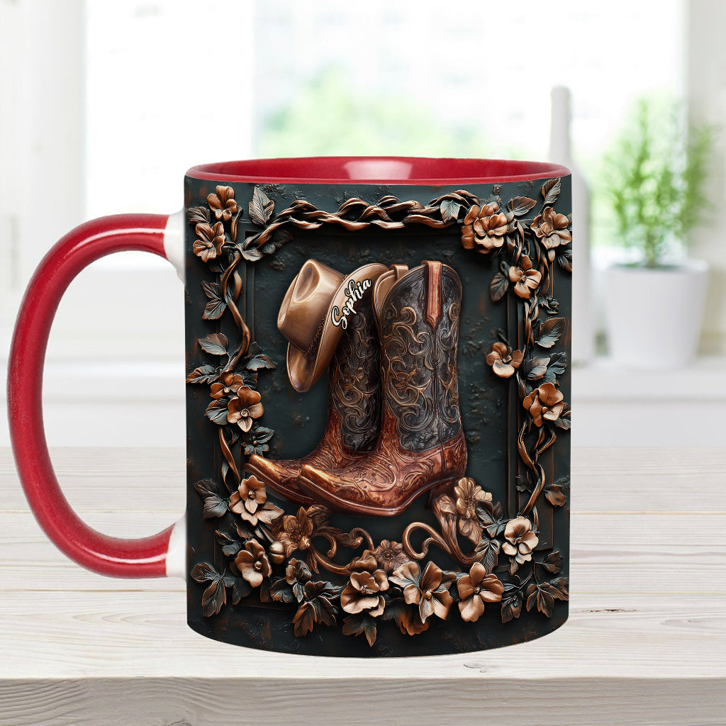 Cowgirl Boots - Personalized Cowgirl Accent Mug & Coaster