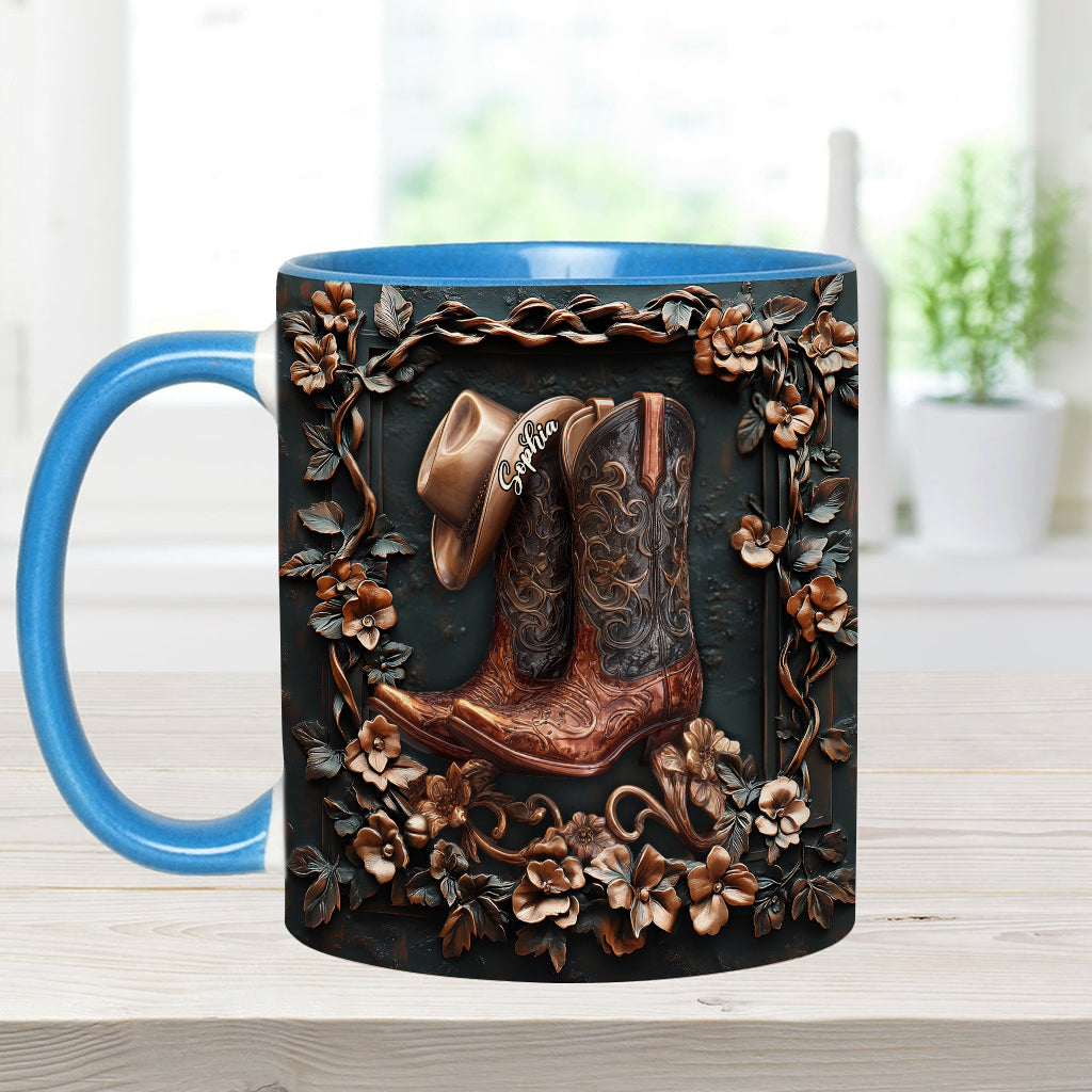 Cowgirl Boots - Personalized Cowgirl Accent Mug & Coaster