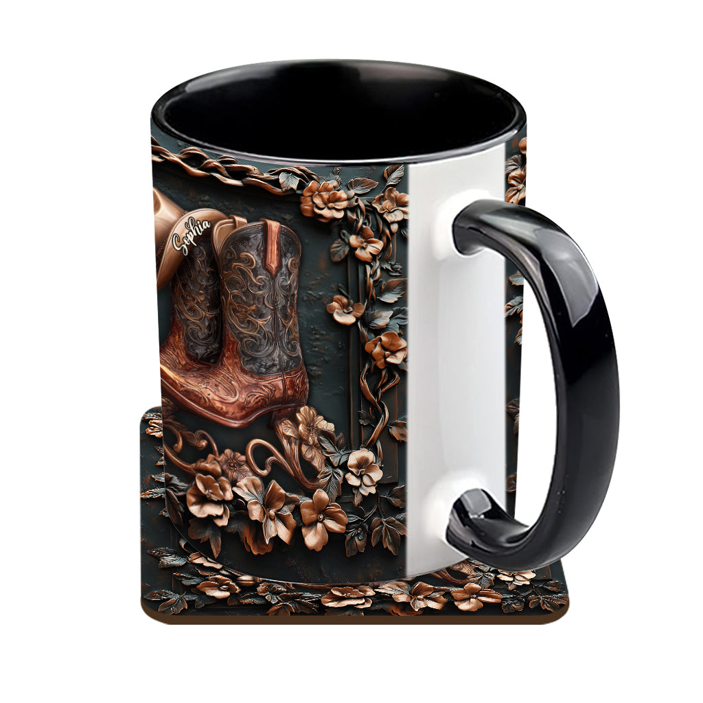 Cowgirl Boots - Personalized Cowgirl Accent Mug & Coaster