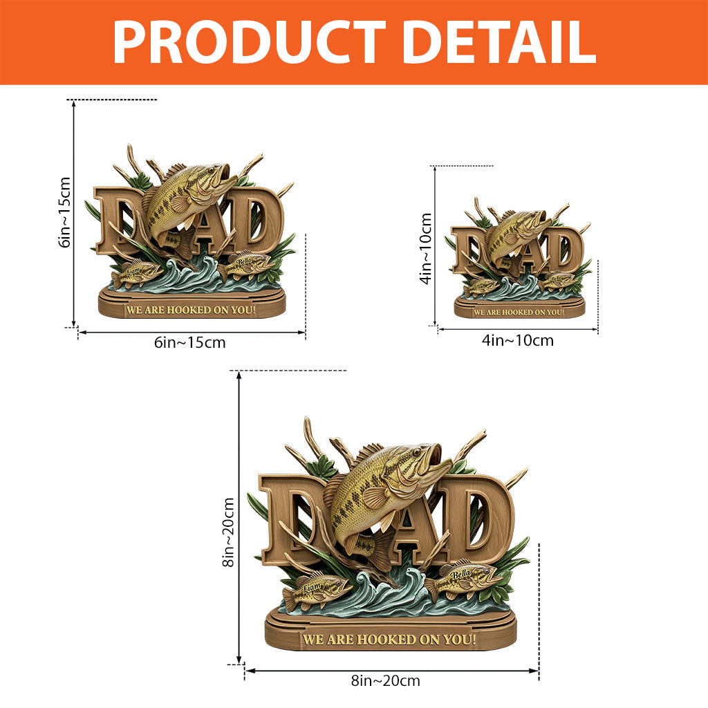 Angler-Papa – Personalisierte Acrylplakette in individueller Angelform