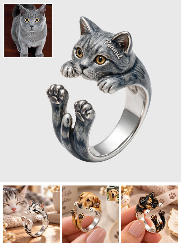Little Paws, Endless Love - Personalized Cat Adjustable Shaped Ring