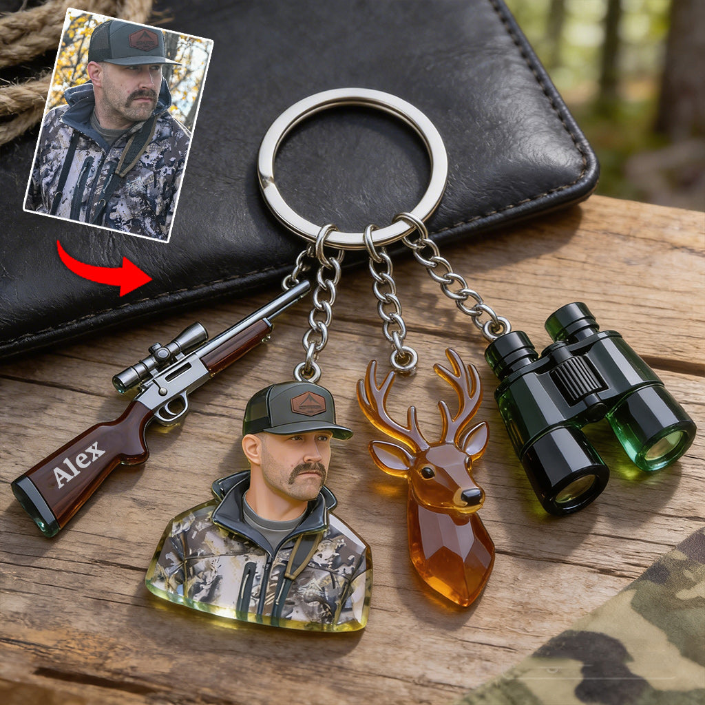 Custom Any Photo - Personalized Hunting Keychain With Charms