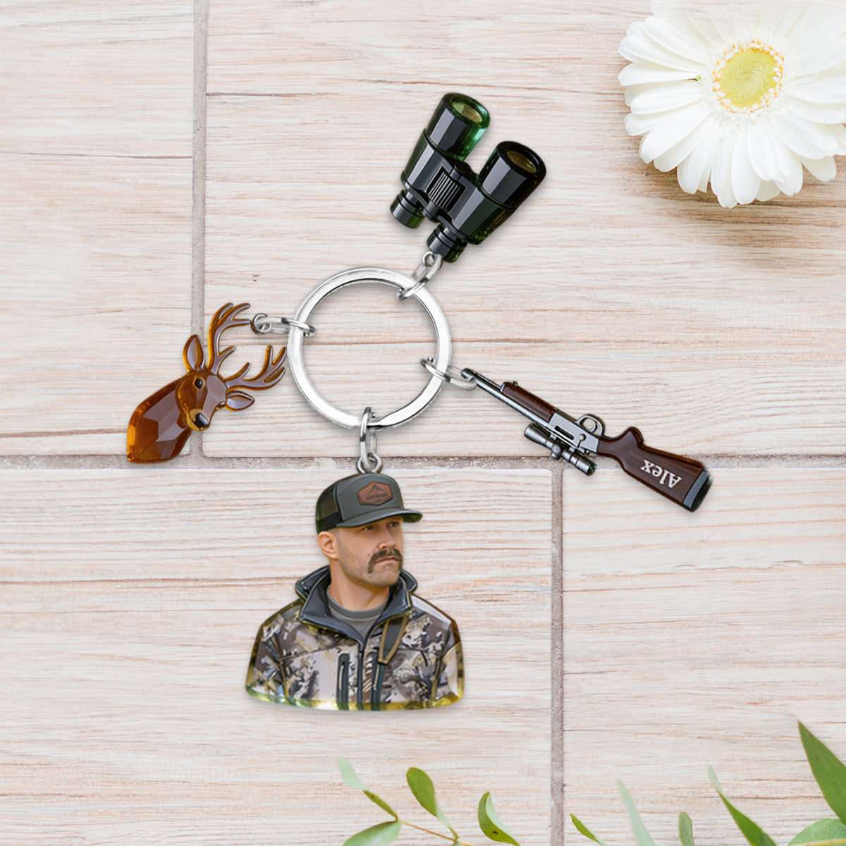 Custom Any Photo - Personalized Hunting Keychain With Charms