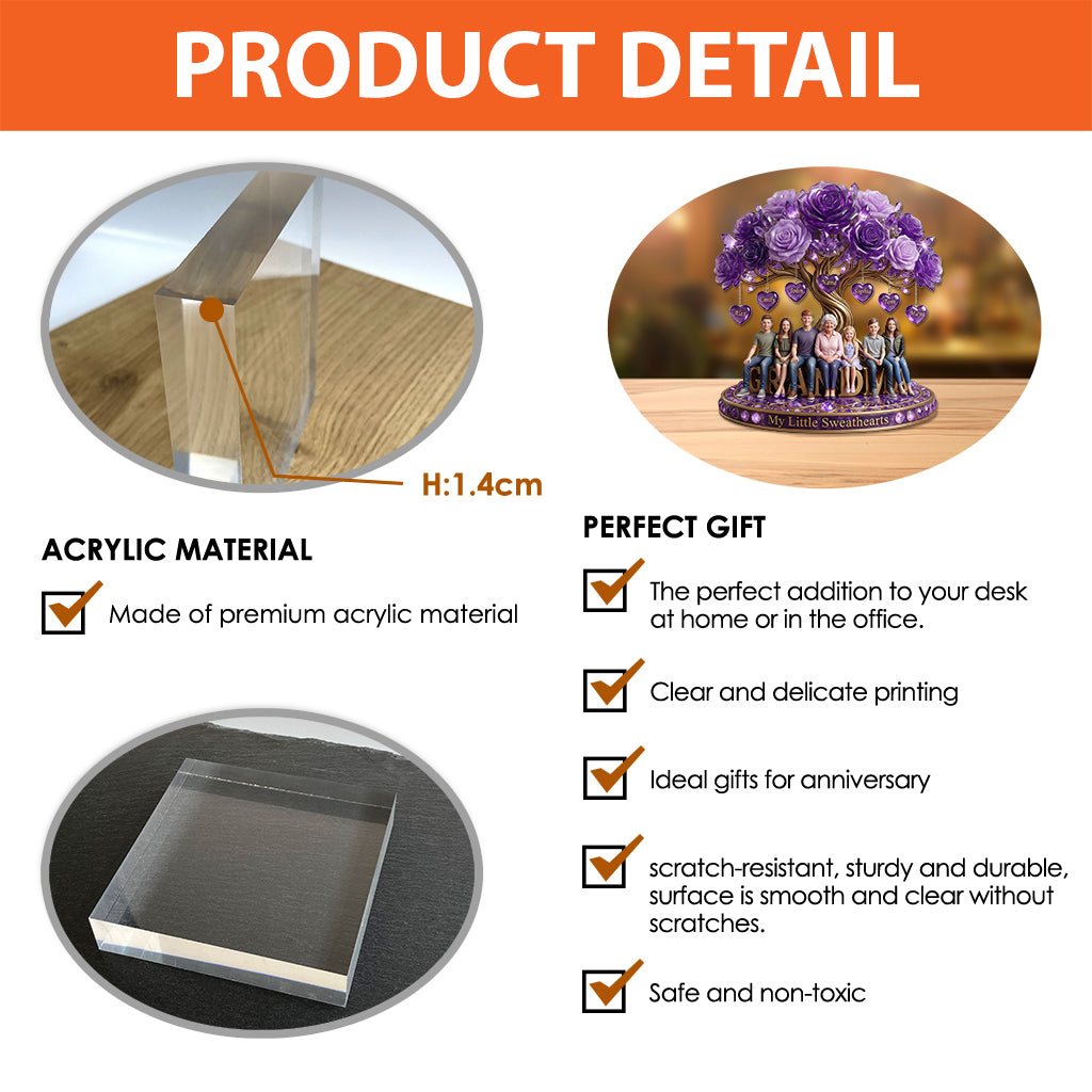 Custom Purple Rose Tree With Any Photo - Personalized Grandma Custom Shaped Acrylic Plaque