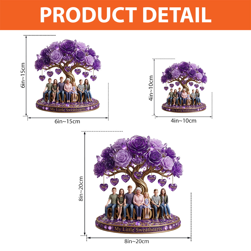 Custom Purple Rose Tree With Any Photo - Personalized Grandma Custom Shaped Acrylic Plaque