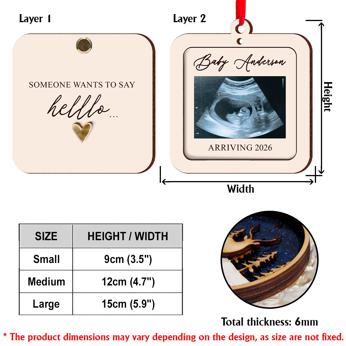 Schwangerschaftsverkündung – Personalisierter Schwangerschafts-Wendeanhänger