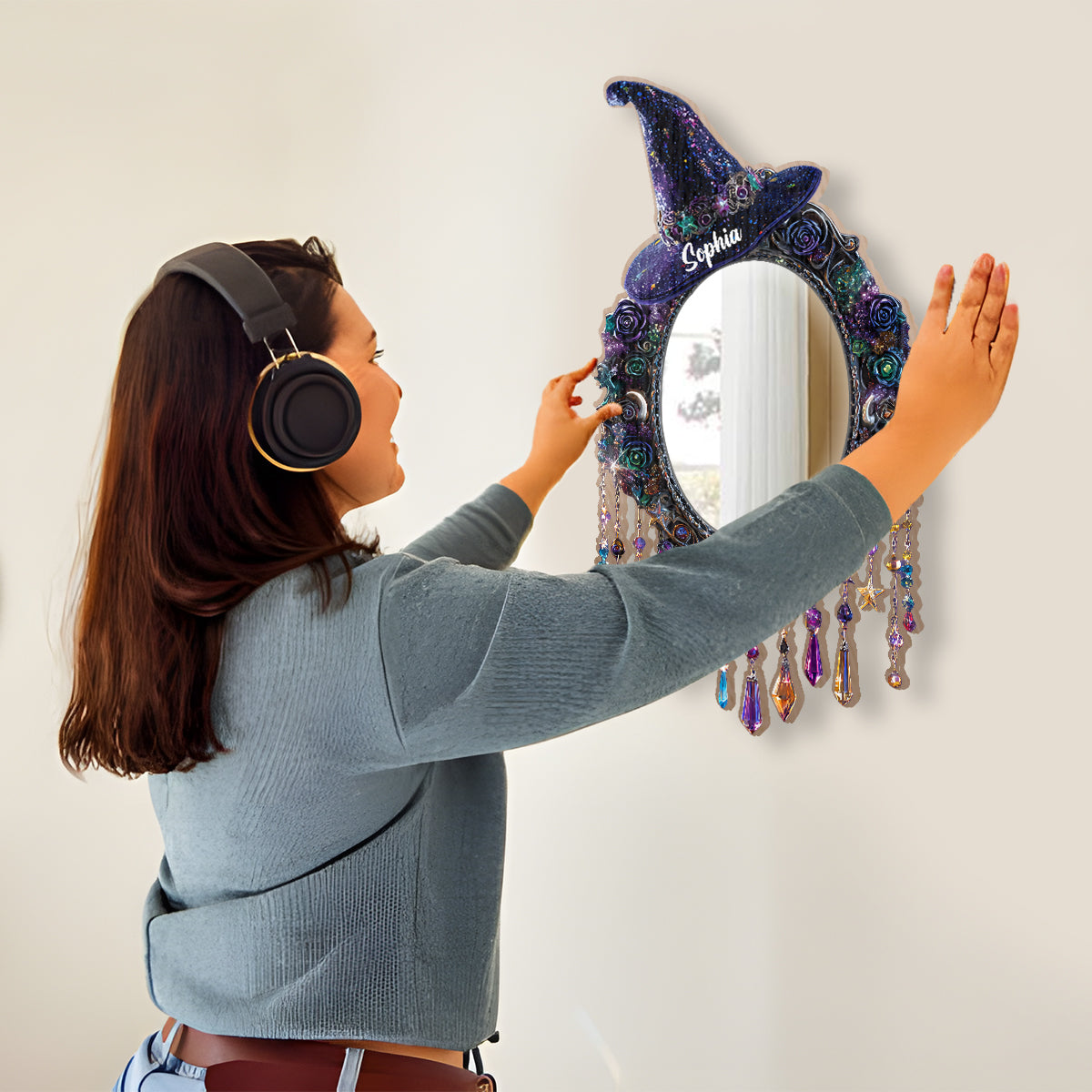 Magische Raumdekoration – Personalisierter Hexen-Wandspiegel