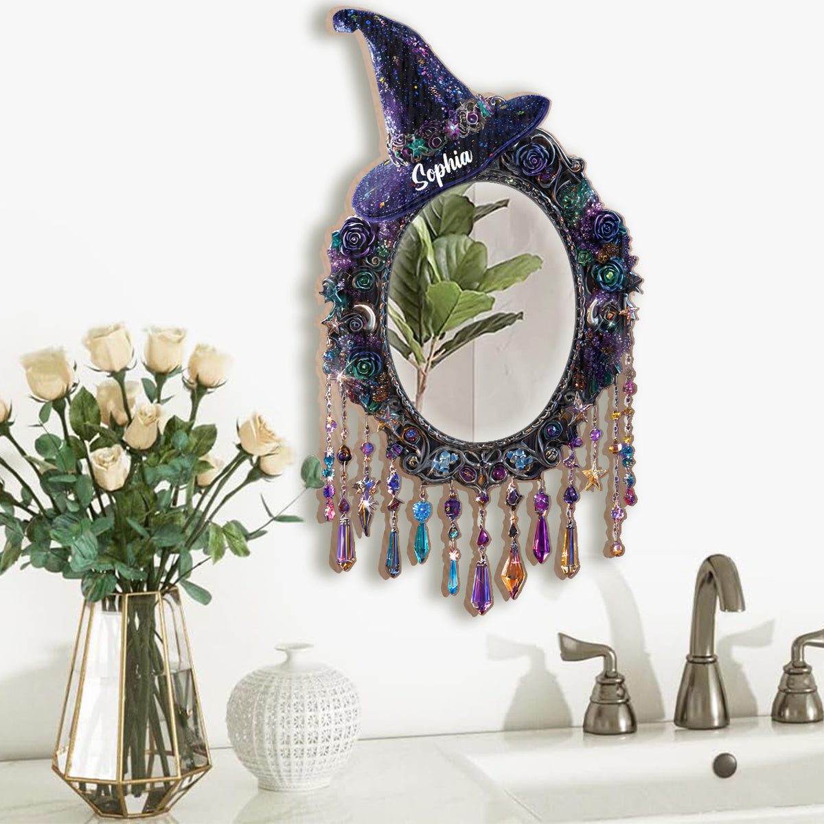 Magische Raumdekoration – Personalisierter Hexen-Wandspiegel
