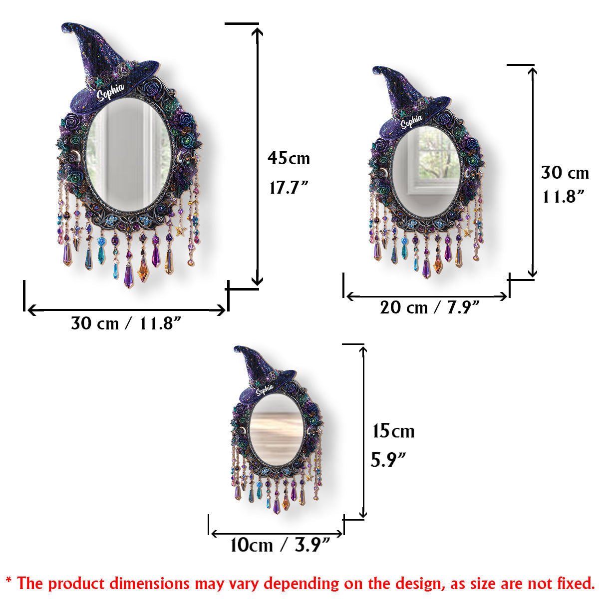 Magische Raumdekoration – Personalisierter Hexen-Wandspiegel