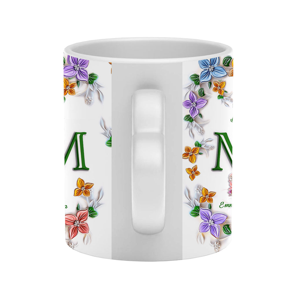 Bunte Schmetterlinge Mama Mama - Personalisierte Mutter-Herzgriff-Tasse