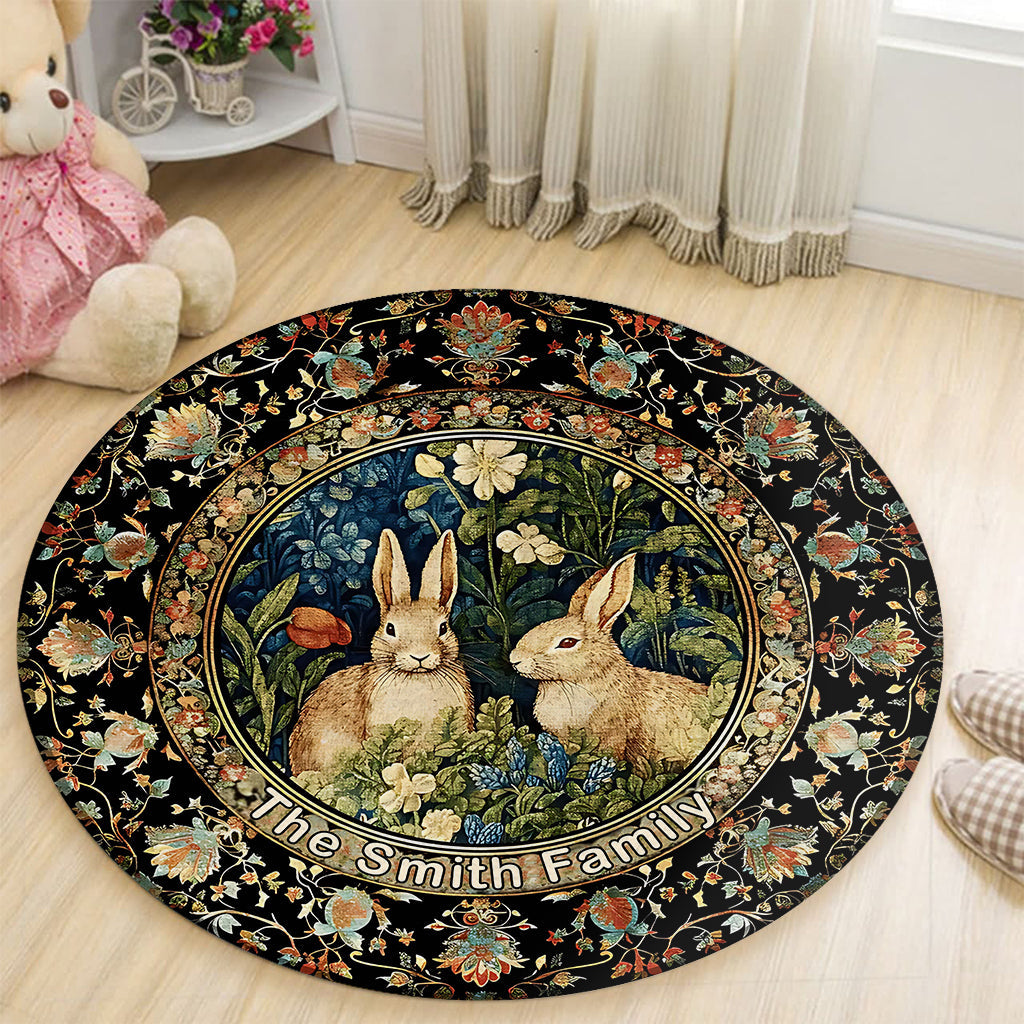 Willkommen in unserem schönen Zuhause – Personalisierter runder Familienteppich