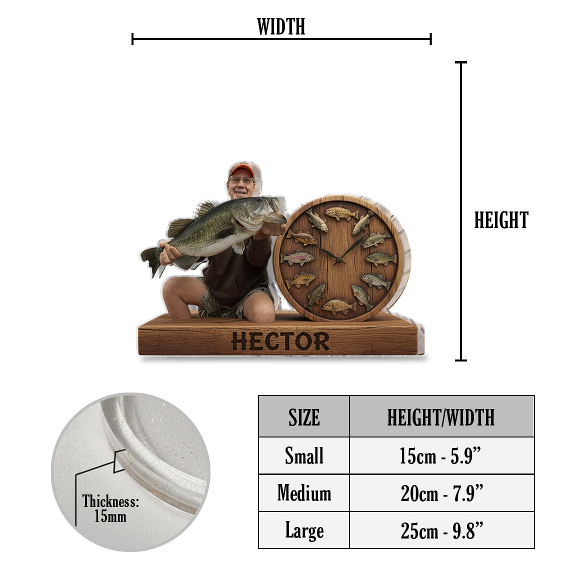 Es ist immer Angelzeit – Personalisierte Tischuhr mit Anglermotiv