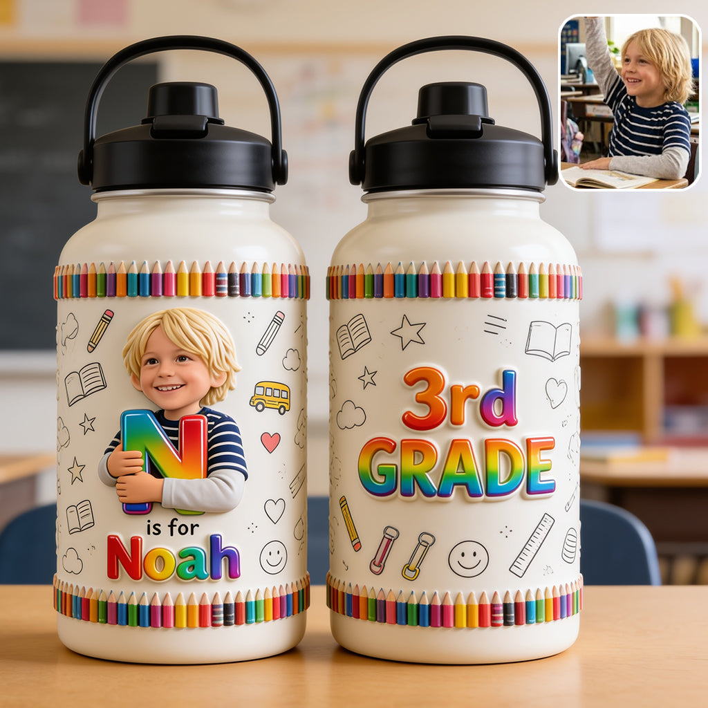 Back To School - Personalized Kid Kids Water Bottle