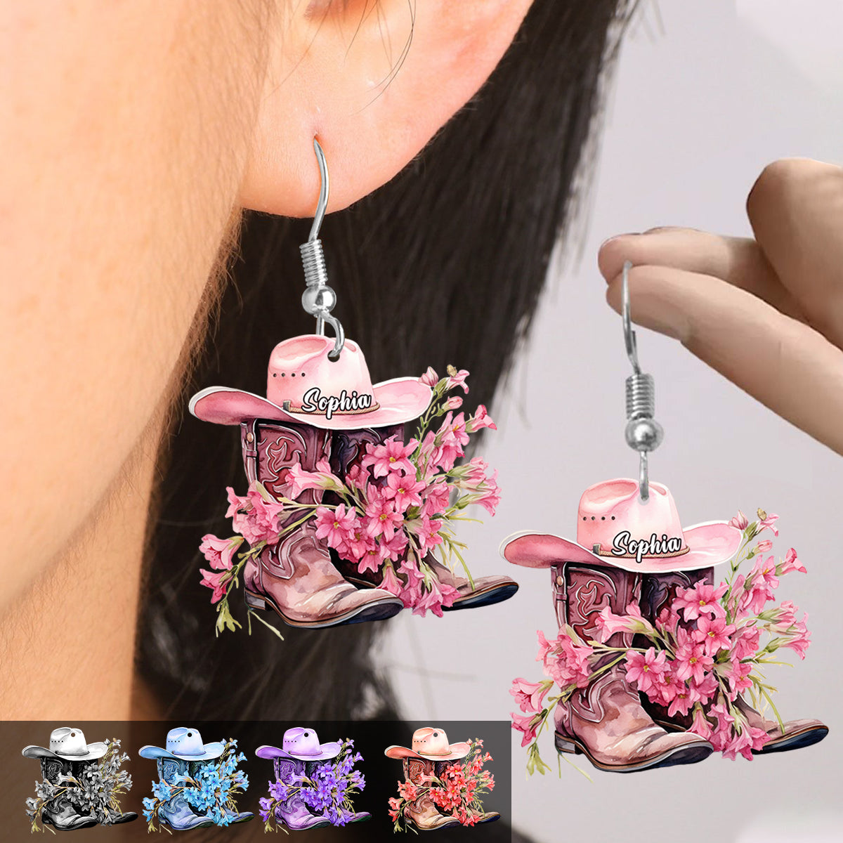 Cowgirl-Stiefel – personalisierte Cowgirl-Ohrringe