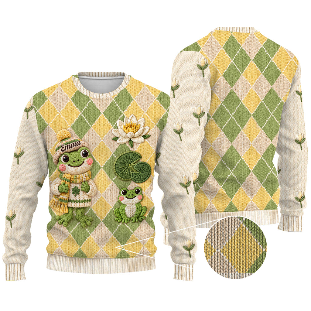 Liebe Frösche - Personalisierter Frosch Cardigan Pullover