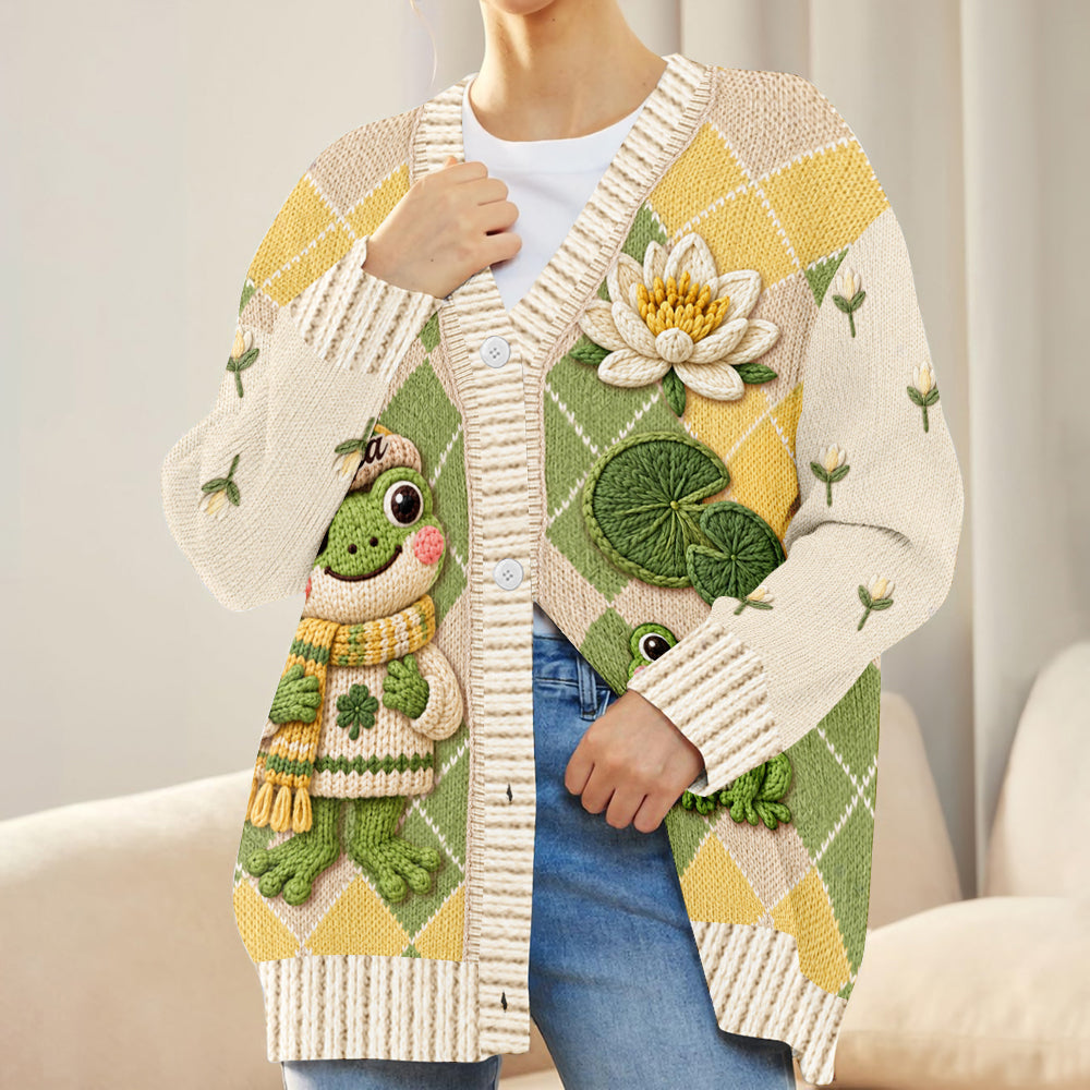 Liebe Frösche - Personalisierter Frosch Cardigan Pullover