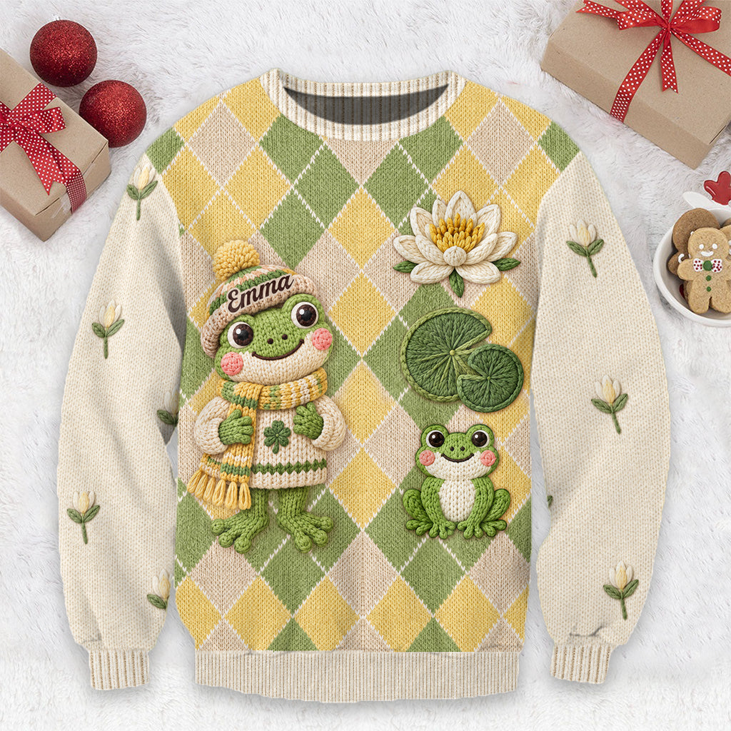 Liebe Frösche - Personalisierter Frosch Cardigan Pullover
