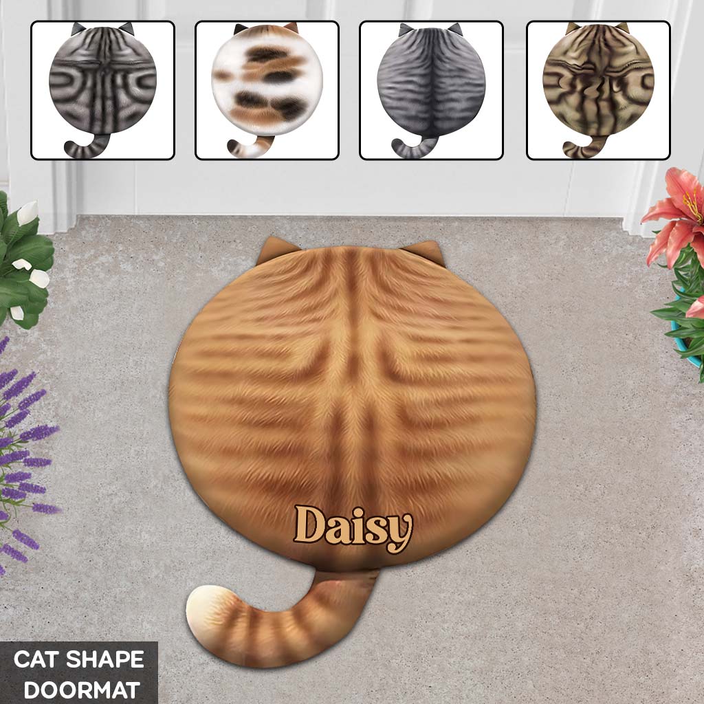 Niedliche Katze – personalisierte Fußmatte in Katzenform