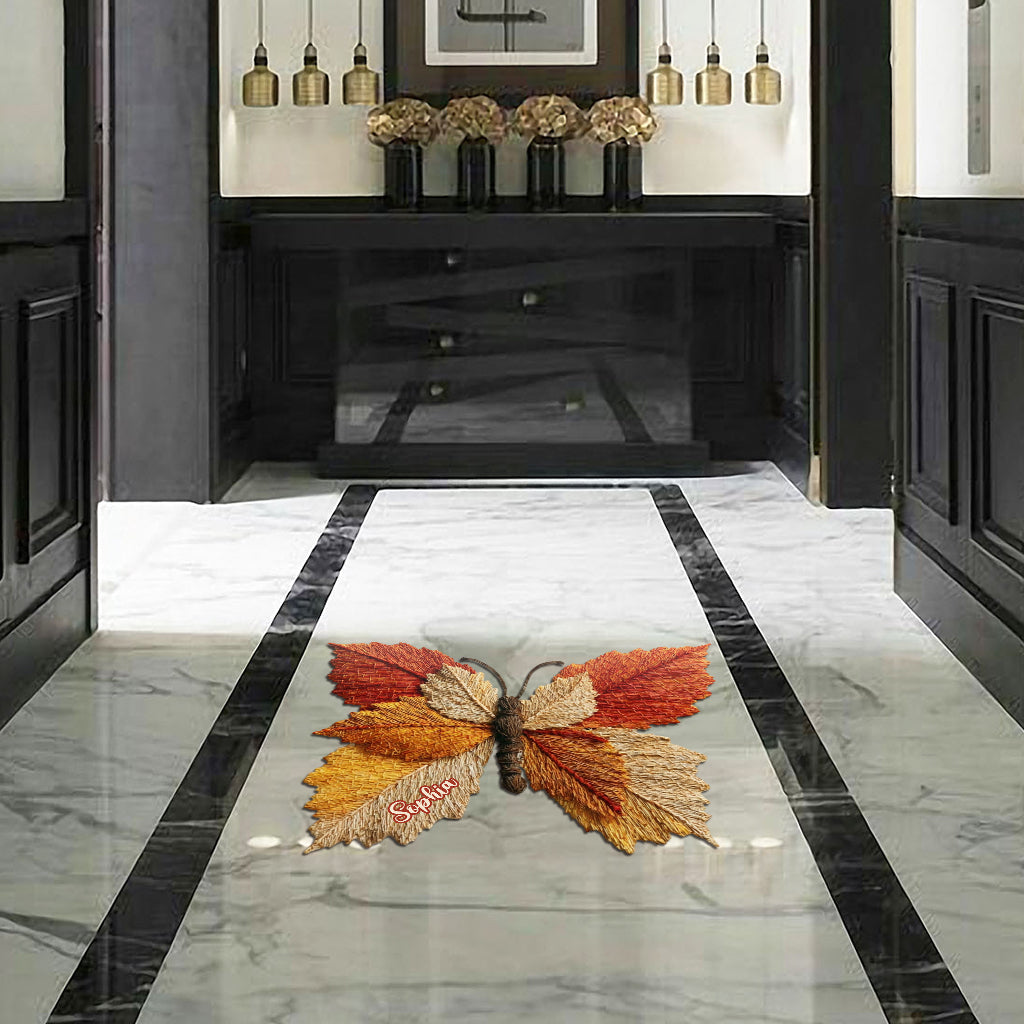 Autumn Butterfly - Personalized Butterfly Shaped Doormat/ Rug