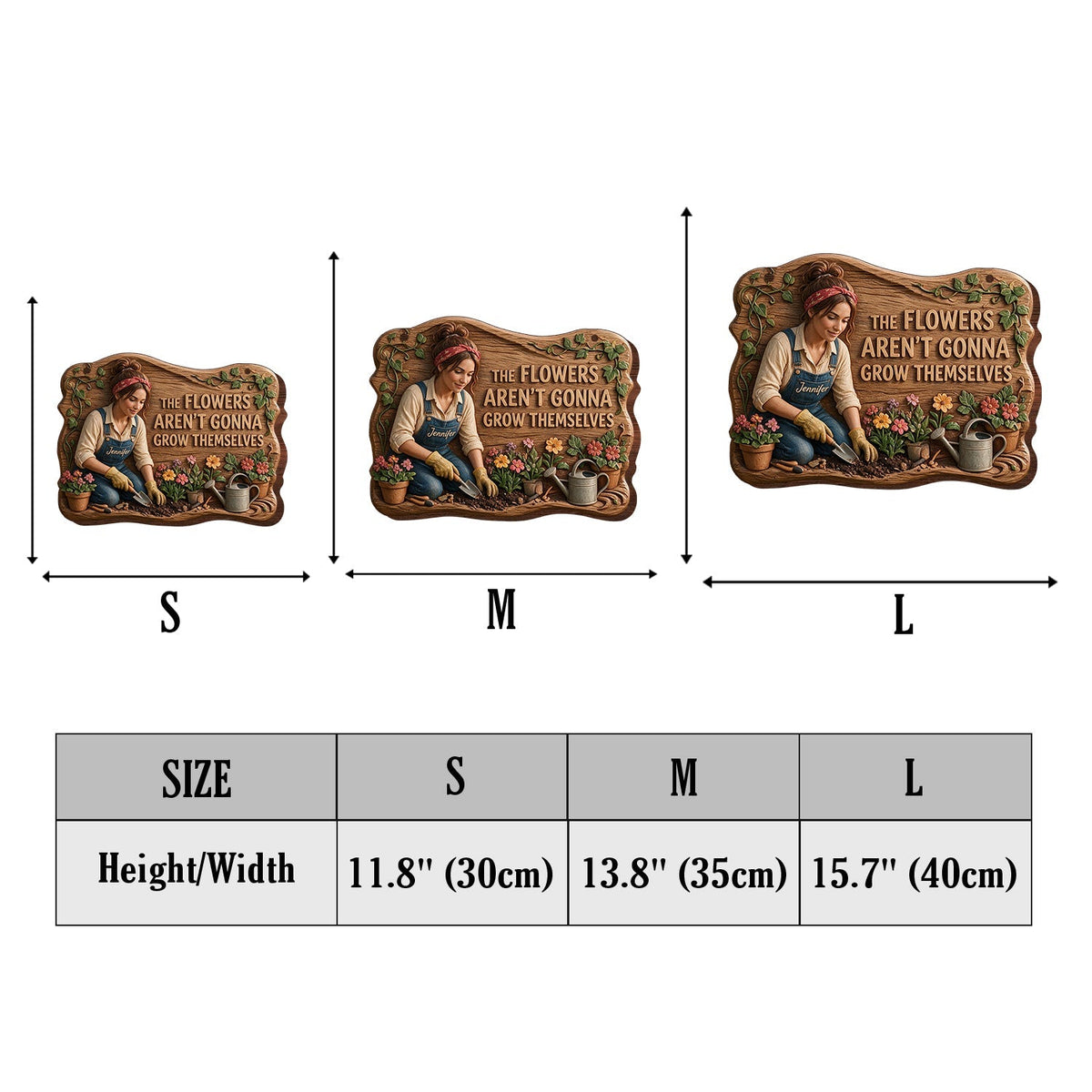 Die Blumen wachsen nicht von selbst - Personalisierte Holztafel mit Pfahl