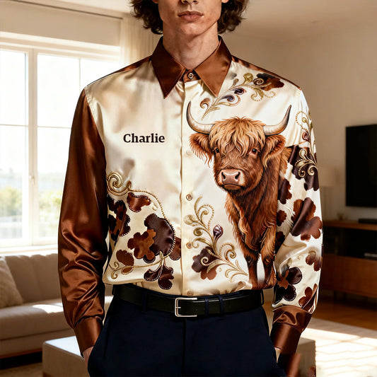 Liebe zum Hochlandrind - Personalisiertes Hochlandrind-Hemd mit Knöpfen