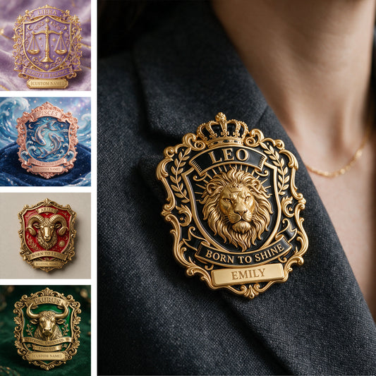 Luxus Brosche für Sternzeichen - Personalisierte 3D-Emblem-Emaille-Nadel