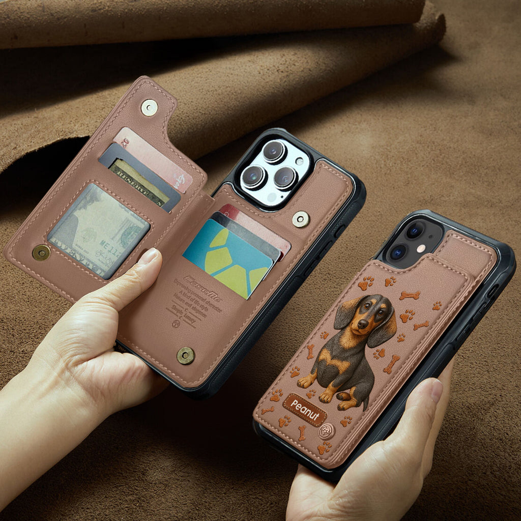 Ich liebe meinen Hund – Personalisierte Handyhülle mit Dackel-Geldbörse