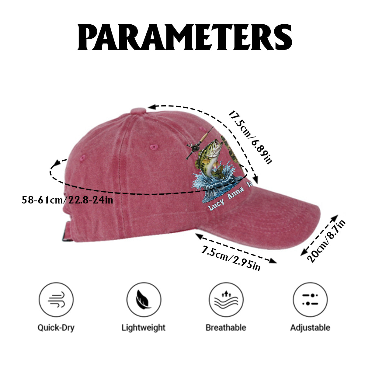 Reel Cool Dad – Personalisierte Angel-Jeanskappe aus gewaschenem Denim