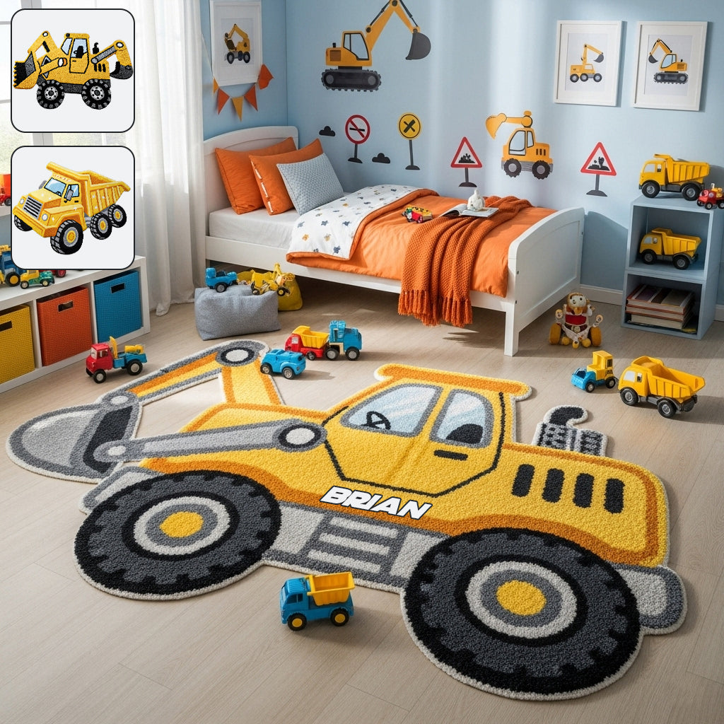 Super Construction – Personalisierte Fußmatte/Teppich in Kinderform