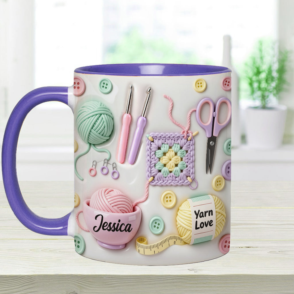 Love Crocheting - Personalized Crocheting Accent Mug & Coaster